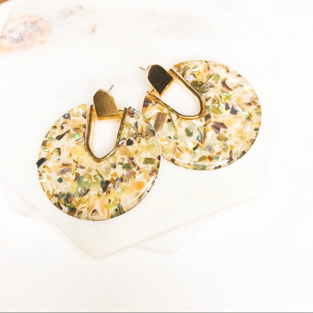 Multicolor Tortoise Shell Acrylic Round Earrings